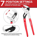 ARROW Groove Joint Pliers, 10" Adjustable Water Pump Pliers with 7 Jaw Positions, Serrated Jaws and Comfort Dip-grip Handle, Ideal for Plumbing Repair and Home Maintenance