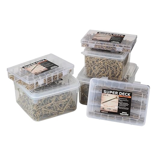 WELLOCKS Deck Screws, Wood Screws, Tan, Superior Rust Resistant, Epoxy Coated, Above 1000 Hour Salt Spray Coating T25 Torx Star Bit Included for Outdoor Wood Fence (1.2LBS Tan, #10×3")