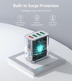 40W USB Wall Charger Block, 2-Pack 4-Port USB A Fast Charging Brick Dual QC Wall Plug Adapter Compatible for iPhone 17/16/15/14/13/12/11 Pro Max Plus,iPad,Galaxy