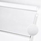 ALLBRIGHT 100% Blackout Roller Blinds Woven Shades with Striped Jacquard, Cordless Window Shades, UV Protection Fabric, Easy-Install for Indoor Home & Office, White, 27" W x 72" H