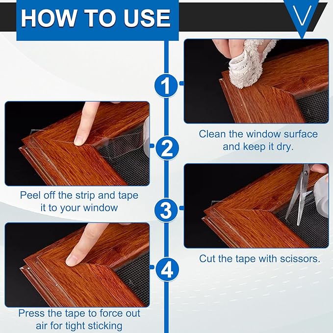 Window Weather Sealing Tape 2 Inch x 33 FT Weather Stripping Residue-Free Clear Window Insulation Caulk Tape for Doors Windows and Shower Glass Gaps Bathroom