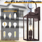 19" Oil Rubbed Bronze Outdoor Wall Lantern 2-Light, Large Outside Modern Sconce Light Fixture, Brown Porch Light Wall Mount with Glass, Waterproof Farmhouse Exterior Lamp Lighting, 2 Pack