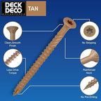Wood Screws #9 x 3 436pcs(Approx), Tan Ruspert Coating Exterior Deck Screws, Torx/Star Drive Flat Head,Twist Shank, Cut Tip/Thread, Bit Included, 5.5 lb/Box