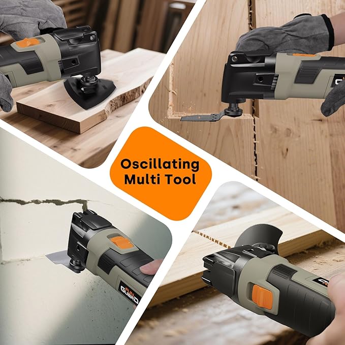 Oscillating Tool 300W, 6 Variable Speeds 22000 OPM Electric Corded Multi-tool with 3.5°Oscillation Angle, Quick Change Blade System,30pcs Accessories for Cutting, Sanding, Grinding, Scraping
