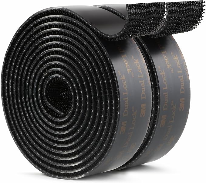 3M Dual Lock SJ3550 1"×6ft Black 2 Pack Reclosable Fastener Mounting Tape Interlocking Mushroom Shaped Strong Adhesive Hook Lock Sticky Tape for Indoor and Outdoor(DB251902)