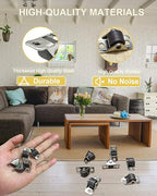 24PC Mini Caster Wheels Low Profile, 1/2 Inch Single Direction Tiny Wheels, Little Rubber Rolling Wheels with Steel Top Plate for Small Appliances, Furniture, DIY (Non Swivel)