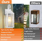 2 Pack Outdoor Light Fixtures Wall Mount, 15 Inch White Exterior Wall Sconces Waterproof, Large Outside Lights for House, Modern Wall Lanterns Clear Glass