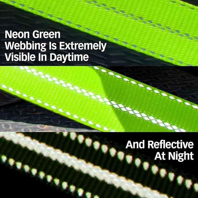 VULCAN Complete Axle Strap Tie Down Kit with Snap Hook Ratchet Straps - High-Viz - Includes (4) 22 and (4) 36 Inch Axle Tie Downs, and (4) 8' Snap Hook Straps