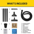 STANLEY Shop Vacuum Wet/Dry, 5 Gallon, 4 Horsepower, Stainless Steel Wet/Dry Vac Silver+Yellow+Black