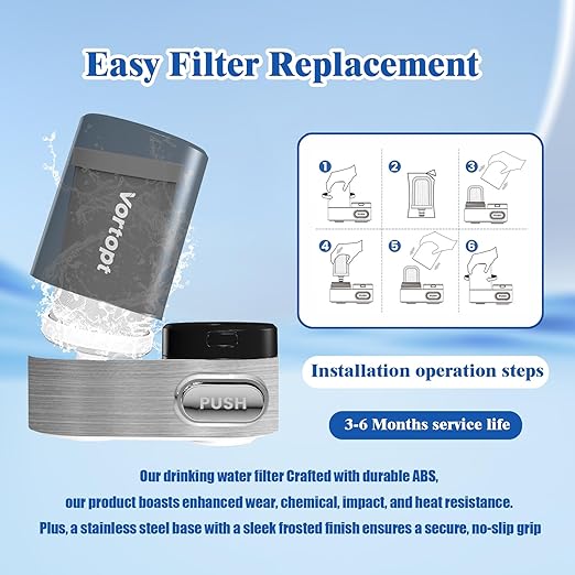 Faucet Water Filter for Sink, Mechanical Switch Button - 350 Gallon Water Purifier for Sink, NSF Certified, Reduces Chlorine and Bad Taste with One Replacement, T5 (White)