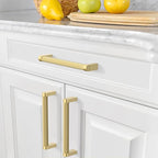 Amerdeco 10 Pack Brushed Gold Knurled Cabinet Pulls 5 Inch Hole Centers Kitchen Cabinet Handles Hardware Kitchen Handles for Cabinets Handles ZH0064