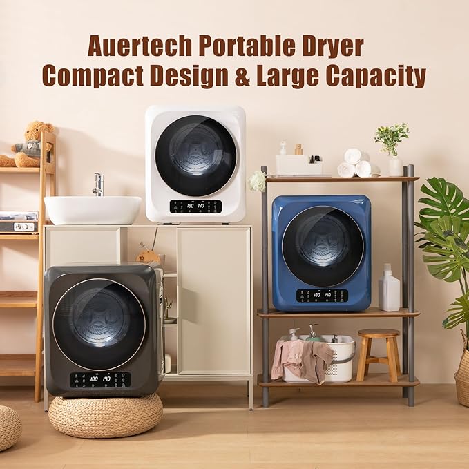 Auertech 12lbs Portable Dryer for Apartment Laundry, Portable Clothes Dryer with 6 Drying Modes, LED Control Panel, Stainless Tub, Mini Compact Dryer for Apartment, RVs, Dorms