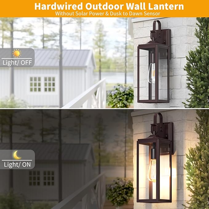18'' Large Outdoor Wall Lights 2 Packs, Modern Brown Exterior Lighting Fixtures, Waterproof Outdoor Sconces Porch Light for House Wall Mount, Farmhouse Wall Lanterns for Front Door, Garage