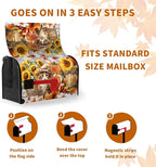 Fall Pumpkin Sunflower Mailbox Covers Magnetic 25.5X21 Inch Cute Cat Autumn Harvest Mailbox Cover Thanksgiving Wraps Post Letter Box Cover Large Size Garden Farm Outdoor Yard Decor