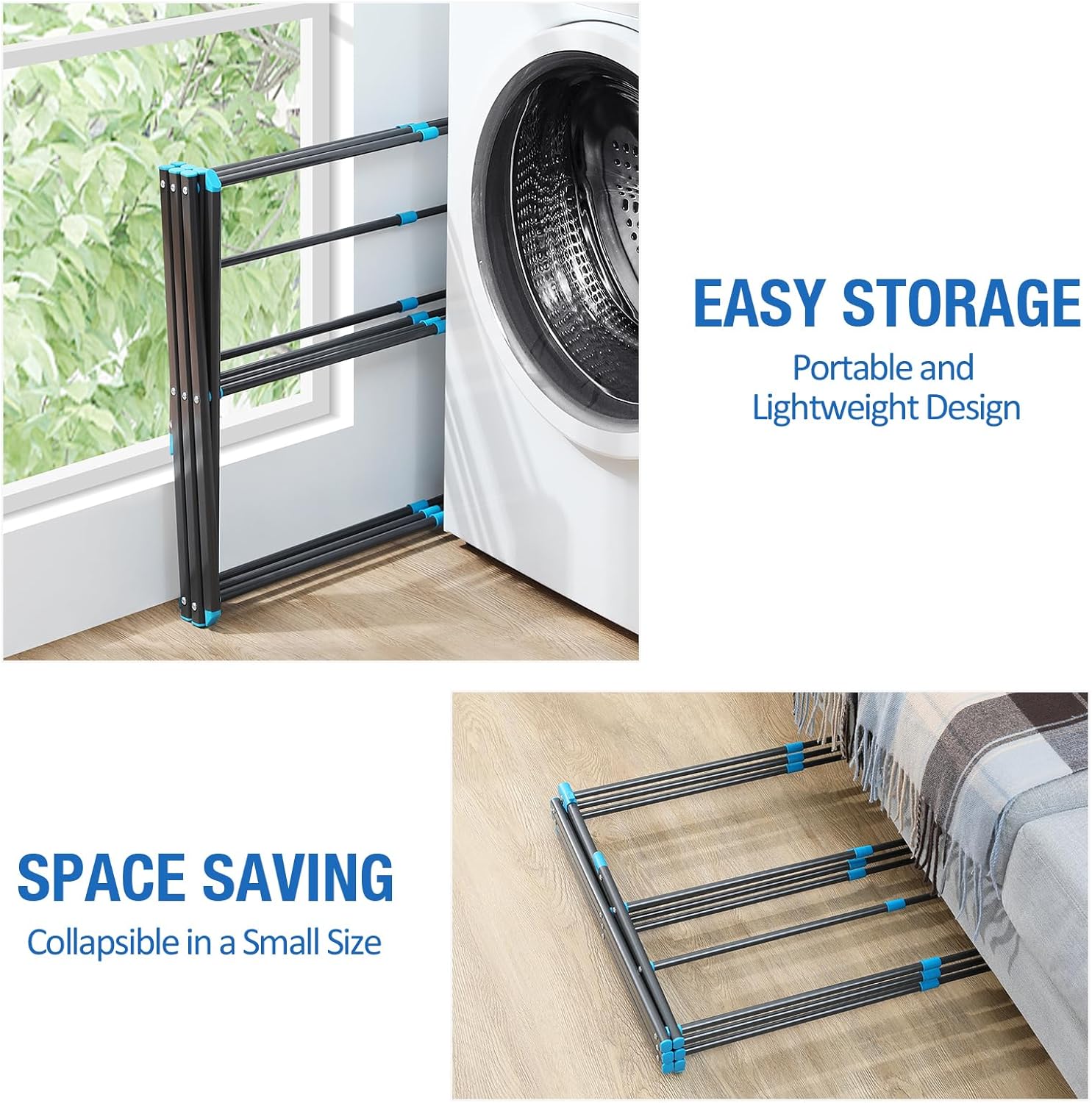 APEXCHASER Clothes Drying Rack, 3-Tier Laundry Drying Rack for Clothes, Expandable Metal Clothing Dryer, Collapsible Towel Rack, Air Drying Rack, Graphite