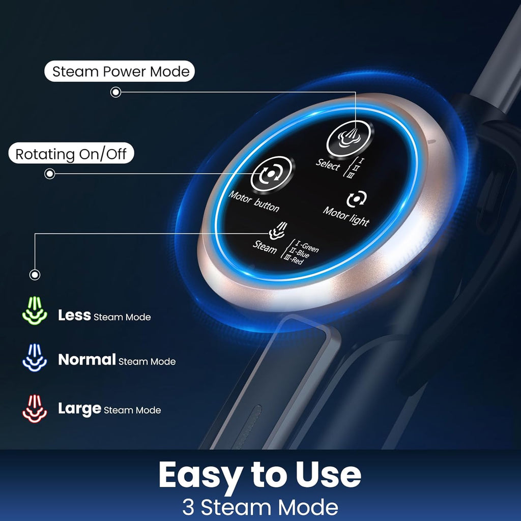 DEVOAC VM6 Scrubbing Steam Mop with Rotating Mop Pads, 10 in 1 Steam Mop, Lightweight Spin Mop & 3 Steam Modes for Hard Floor Laminate Marble Floors