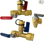 CAMPLUX 3/4 Inch IPS Isolator Tankless Water Heater Service Valve Kit, with Pressure Relief Valve, Clean Brass Construction