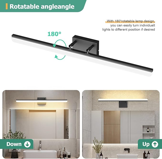 Black Vanity Light 31.5" Long 24W LED Bathroom Light Bar with 5CCT Adjustable Modern Bathroom Vanity Light Fixture for Mirror, Powder Room, Bedroom, Apartment, Hotel