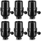 6 Pcs 3 Way Lamp Socket Replacement, UL Listed, E26 Medium Base, Turn Switch Knob for Low-Medium-High Light Settings Light Socket Lamp Parts for Repair Table and Floor Lamps DIY Project, Black