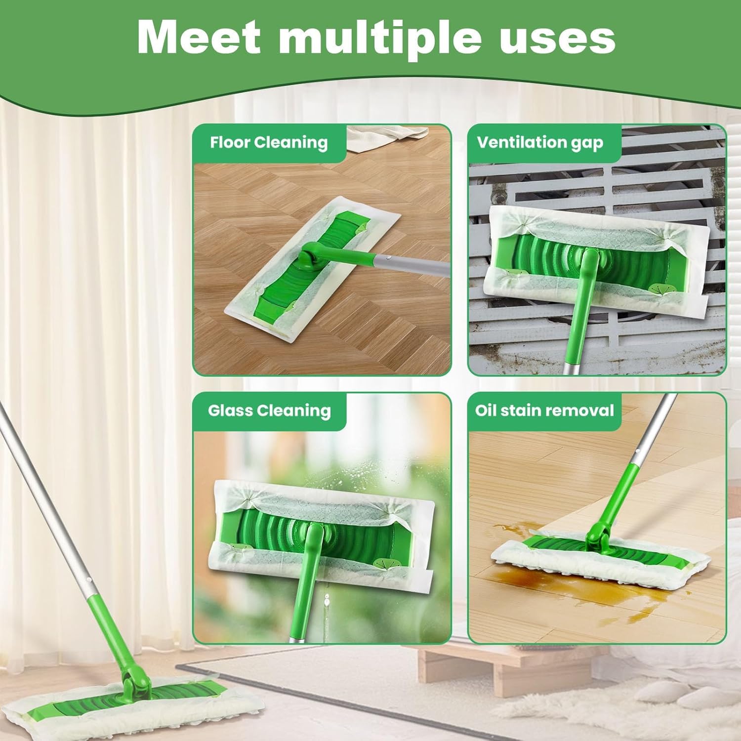46-Pack Dry Sweeping Cloths for Swiffer Sweeper Heavy Duty Mop Pad Refills, Unscented, Cleaning Floors and Allergens, Strong Adsorption