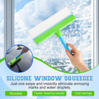 Recyclable Silicone Window Squeegee Kit, Window Cleaning Kit, Window Squeegee Cleaner Kit, with Silicone Squeegee & Microfiber Scrubber for Shower Glass Mirror Door Car (1Set)