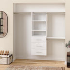 ClosetMaid SuiteSymphony Modern Hanging Closet Kit Includes (1) Tower, (3) Closet Rods, (4) Shelves, (3) Top Shelves w/Brackets, and (3) Drawer, White