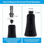 Hibbent Pull Down Kitchen Faucet Head Replacement, 3-Function NSF/ANSI/CAN 61 & CUPC Certified Sink Spray Nozzle, 15 Adapters, Compatible with Moen, Delta, Kohler Faucets, Matte Black