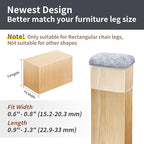Ezprotekt 16 Pcs Rectangle Grey Felt Chair Leg Floor Protectors for Hardwood Floors, Rectangle Silicone Chair Leg Caps, Furniture Leg Covers Cups for Chair Table (Fit W :0.6-0.8", L: 0.9-1.3")
