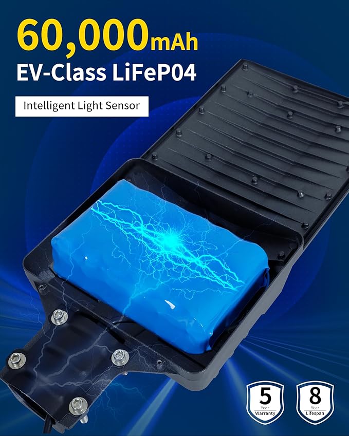 Ofuray OL-18000W Solar Street Lights Outdoor,60,000Mah High Power Solar Security Flood Lights Parking Lot Lights Commercial Dusk to Dawn,IP67 6500k Led with Remote for Street,Court,Barn