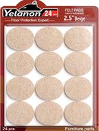 Yelanon Felt Furniture Pads for Hardwood Floors -24 Pcs 2.5" Premium Felt Pads for Chair Legs, Floor Protectors for Furniture, Beige