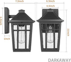Darkaway Outdoor Sconce Lights Wall Light Fixtures, Front Porch Light Outdoor Wall Anti-Rust Waterproof Aluminum with Glass Exterior Light Fixture for Patio, Yard, Doorway, Garage(2 Pack, Black)