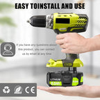 Upgrade 2Pack 8000mAh High Capacity Replacement for Ryobi 18V Battery P108 P104 P105 P102 P103 P122 P109 Li-ION Compatible with All Ryobi 18Volt ONE+ System Cordless Power Tools and Charger