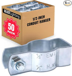 SELECT 50 Pack Lighting Conduit Hanger, 1/2 Inch Electrical Conduit Clamp with Carriage Bolt and Nut, Galvanized Conduit Clamps, Rigid Conduit Pipe Fittings for Mounting