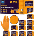 Inspire Heavy Duty Orange Nitrile Disposable Gloves | ULTRA 8 Mil Diamond Textured Grip | Industrial Mechanic Food