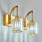 Bathroom Crystal Vanity Lights 2-Light Gold Wall Lamp Modern Crystal Bathroom Light Fixtures Over Mirror 13.77" Long Wall Sconce