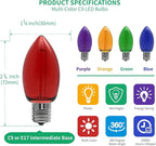 Meconard C9 Led Replacement Christmas Light Bulb, C9 Shatterproof Led Bulbs for Christmas Outdoor String Lights, E17 Intermediate Base, Commercial Grade Holiday Bulbs, Multi-Color, 25 Pack