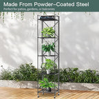 5-Tier Foldable Metal Wire Storage Shelf – No Assembly Required | 71" Tall x 16"x 16"| Space-Saving Organizer for Room, Dark Black