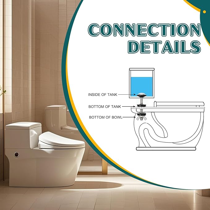 2PCS M8 Universal Toilet Tank to Bowl Bolts Kit, Heavy Duty Toilet Tank Bolts and Washers, 304 Stainless Steel Toilet Seat Bolts Kit, with Extra Long Nut Easy to Install (ΦM8, 2)