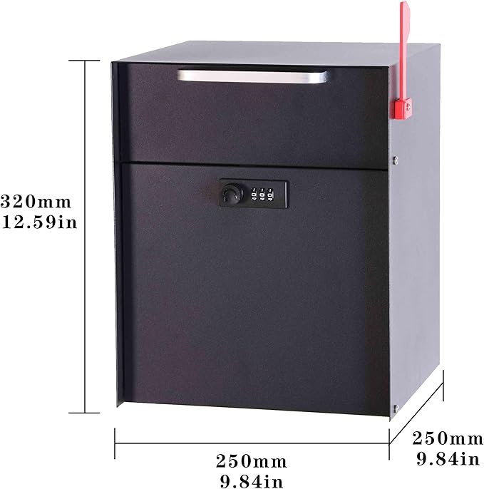Post Mount Locking Mailbox with Code Lock - Large Capacity Security Password Metal Lock Mailbox - Waterproof Vertical Drop Mail Box Outdoor