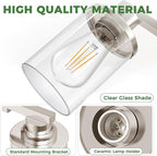 DORESshop 4-Light Vanity Light Fixtures, Nickel Bathroom Light Fixtures Over Mirror with Clear Glass Shade, Modern Vanity Lights for Living Room Bedroom