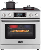 KoolMore KM-TPR-36SS 36 in. Electric Professional Range with Tilt Panel and Digital Controls, Self-Cleaning, 16300W of Power, 240V in Stainless-Steel