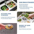 3-in-1 Kitchen Sink Drain Strainer & Sink Stopper 2 Pack - 304 Stainless Steel Sink Drain Strainer, Pop-Up Anti-Clog Design, Fits Standard 3-1/2'' Sink Drains