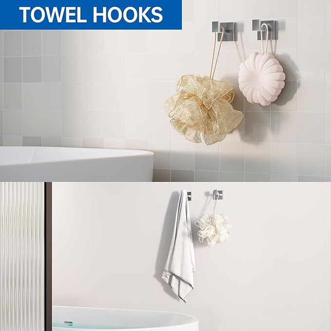 5-Piece Bathroom Hardware Accessories Set, 23.6 Inch SUS304 Stainless Steel Towel Bar Set, Wall Mounted Bathroom Towel Holders, Towel Hooks with Toilet Paper Holder