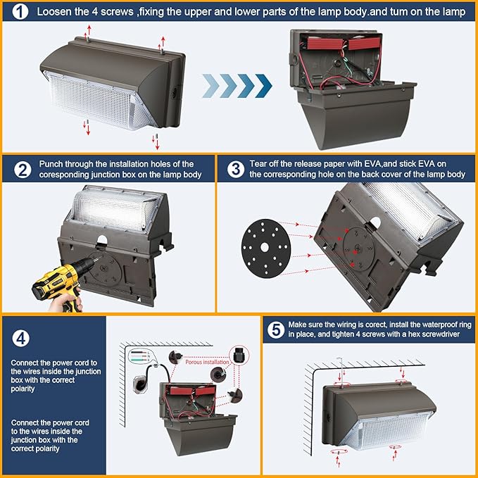 120W LED Wall Pack Light 18000LM 100-277V LED Security Flood Wall Mount Exterior Fixture IP65 Waterproof Commercial Industrial Building Outdoor Wallpack Lights for Barn,Yard,Garage 4 Pack