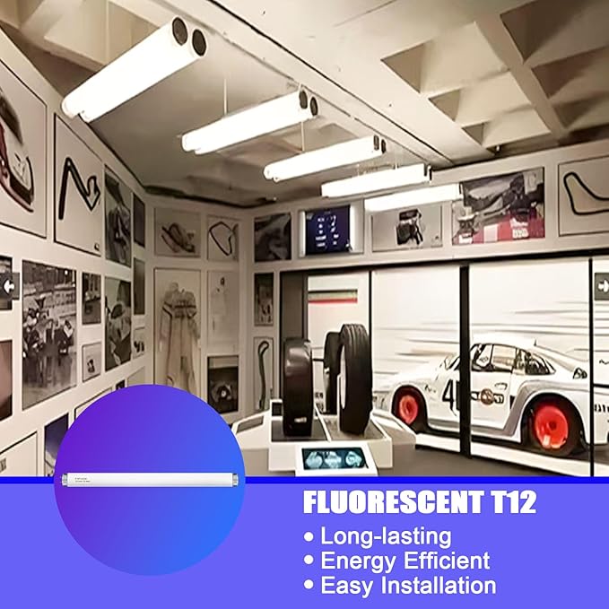 T12 15 Watt Fluorescent Bulb, 18 Inches F15T12/CW Straight Fluorescent Tube, Medium Bi-Pin Base, Cool White 4000K 800 Lumens 4 Pack