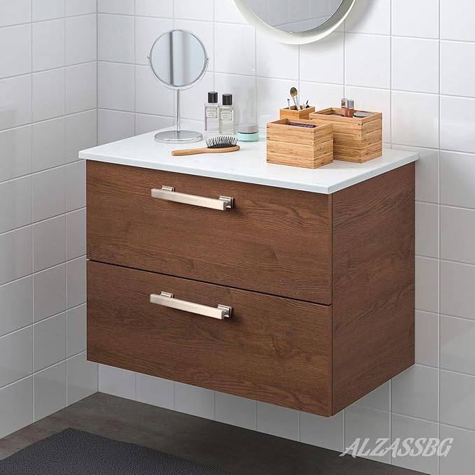 Alzassbg 10 Pack Brushed Satin Nickel Cabinet Pulls, 5 Inch(128mm) Hole Centers Kitchen Cabinet Handles for Cabinets and Drawers AL3061SN