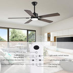 52 inch Modern Ceiling Fans with Lights APP/Remote Control, Low Profile Reversible 6 Speeds Dimmable Ceiling Fan Light for Indoor/Outdoor Bedroom Living Room（Brown）