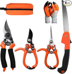 6Pcs Pruning Shears Set with Bypass Pruning Shears, Garden Scissors, Pruning Snips,Saw,Gloves,Storage Bag,Handheld Garden Shears Set for Plant