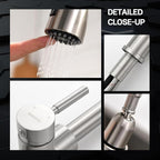 WEWE Kitchen Faucet with Pull Down Sprayer, Brushed Nickel Kitchen Sink Faucet Fits 1 or 3-Hole Kitchen Sinks, Single Handle Premium Stainless Steel, Suitable for RV, Farmhouse, Bar (Set of 2)