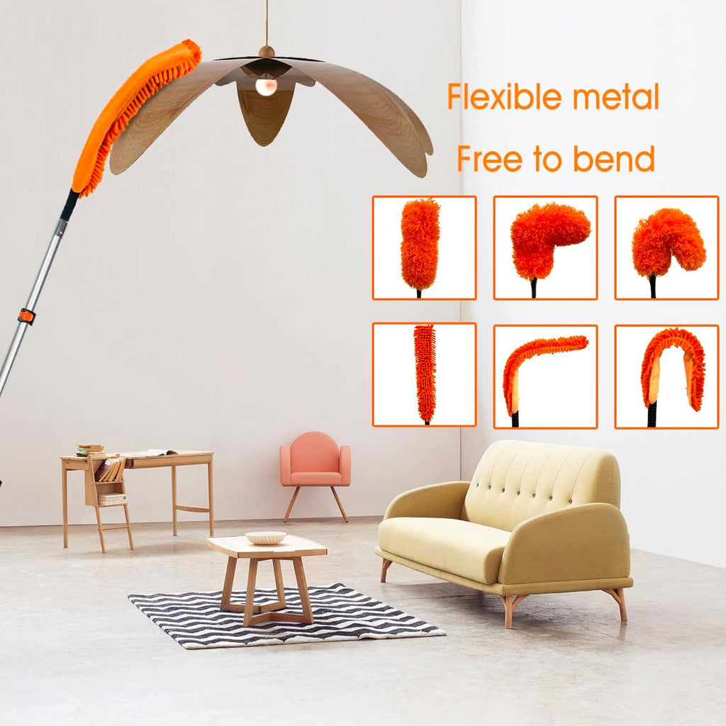 Buyplus 26FT Reach Dusting Kit, Long Duster with 5-20FT Extension Pole for High Ceilings, Cobweb Duster, Microfiber Duster, Window Squeegee, Extendable Duster Cleaning Kit